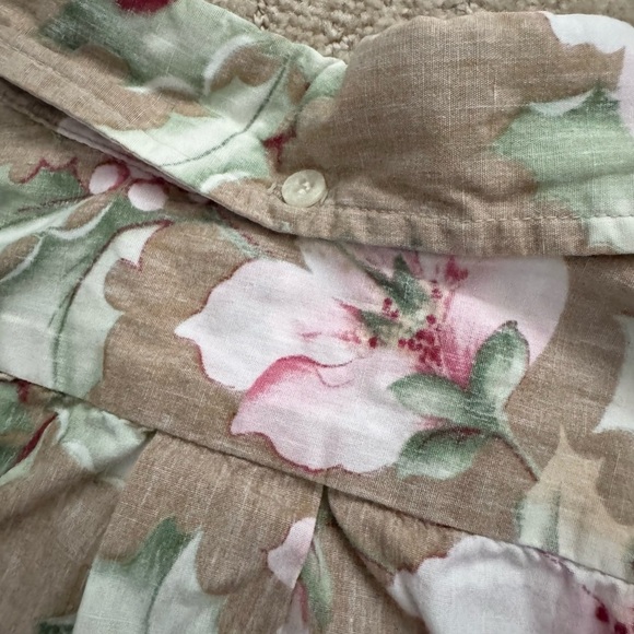 REYN SPOONER Men's Hawaiian Aloha Tan Floral Print 4 Button Shirt-Size XL - Picture 8 of 8